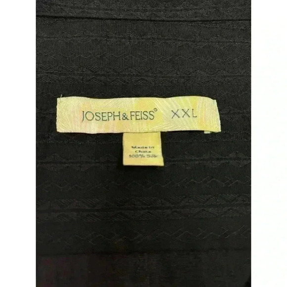 Joseph & Feiss Men's Black 100% Silk Button-Up Cuban Camp Shirt SIZE-XXL - Picture 2 of 5